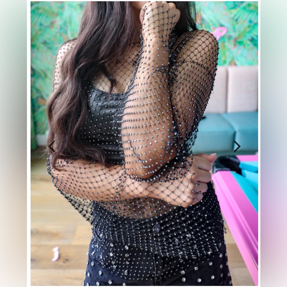 Black Rhinestone Top